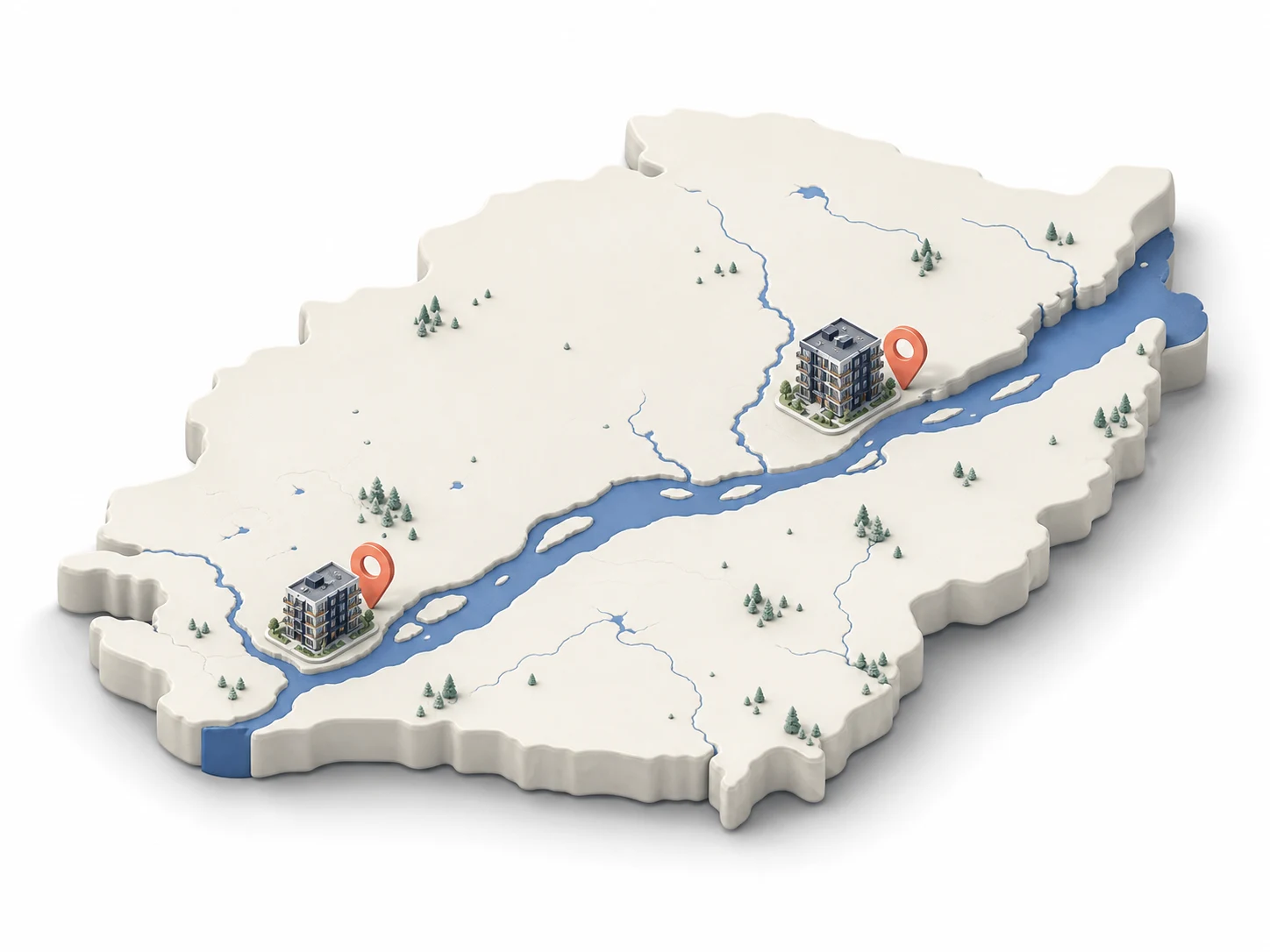 Carte illustrée situant Gatineau et Québec